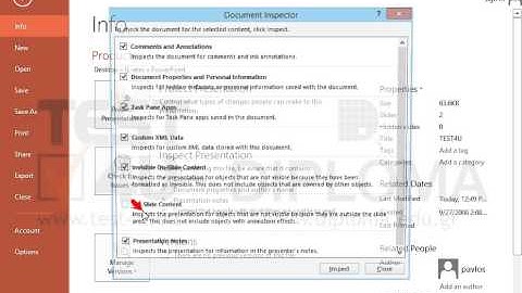 Check whether hidden metadata or personal information are saved in the Products presentation....