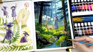 Relaxing Painting Video / Unbox and Try NEW Art Supplies / Gouache & Watercolor Painting Tutorial 🎨
