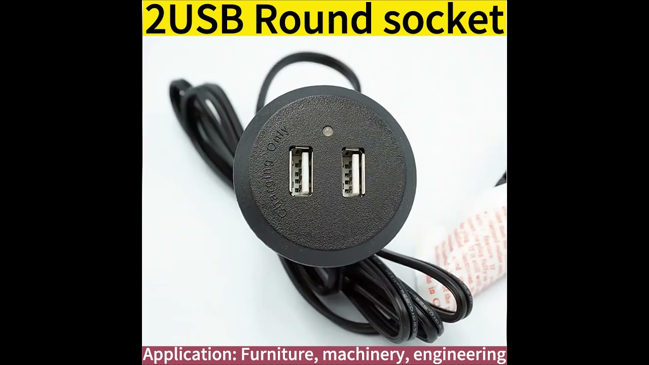 2USB round socket Application: Furniture machinery engineering USB charge power strip Concealed inc