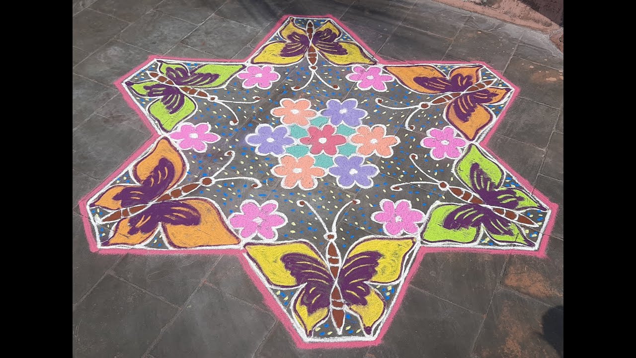 Butterfly Kolam வண்ணத்துப் பூச்சி கோலம் YouTube