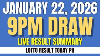 [LIVE] PCSO Lotto Result Today 9pm January 22 2026 - Ez2 Result and Swertres Result