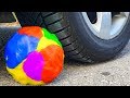 Crushing Crunchy &amp; Soft Things by Car! Experiment: CAR VS RAINBOW BALL