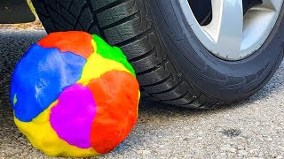 Crushing Crunchy &amp; Soft Things by Car! Experiment: CAR VS RAINBOW BALL