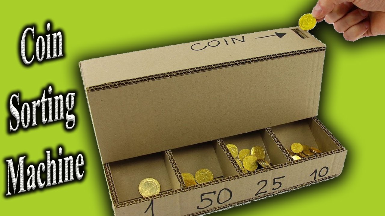 Make Coin Sorting Machine from Cardboard - DIY Coin Sorter at Home for