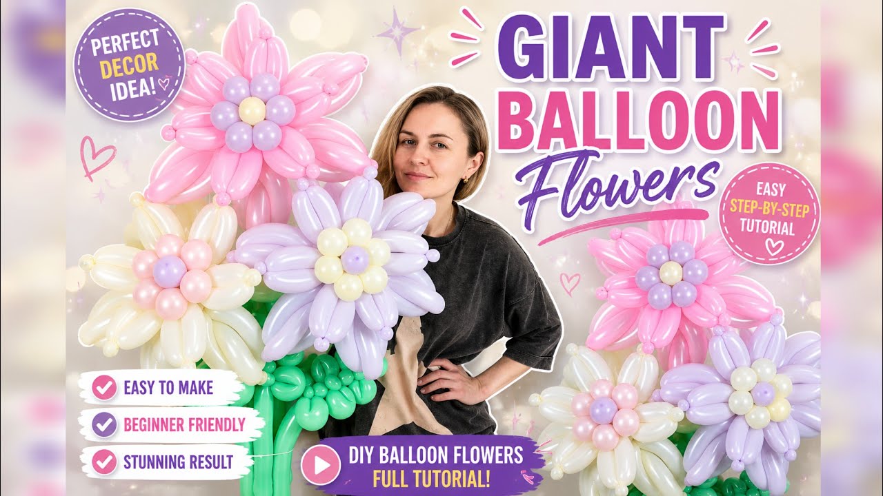 How to Make a Giant Balloon Flower Bouquet Easy Tutorial - YouTube
