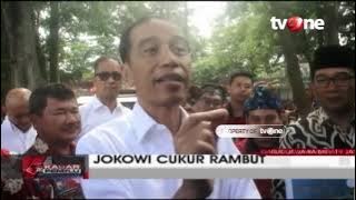 Aksi Presiden Jokowi Ikut Cukur Rambut Massal di Garut