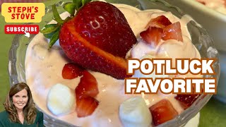 Strawberry Fluff Salad 🍓 Easy Creamy Potluck Dessert - Steph’s Stove