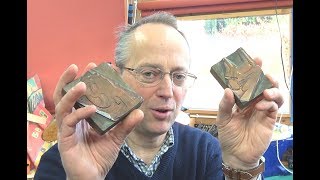 Debossing Leather With Old Printing Blocks
I have a couple of old stereo copper covered printing blocks from an old tool catalogue that I am going to deboss into veg tan leather using a 4 ton press.
This actually gives a very good result and could be used to put designs onto leather goods. Debossing Leather With Old Printing Blocks