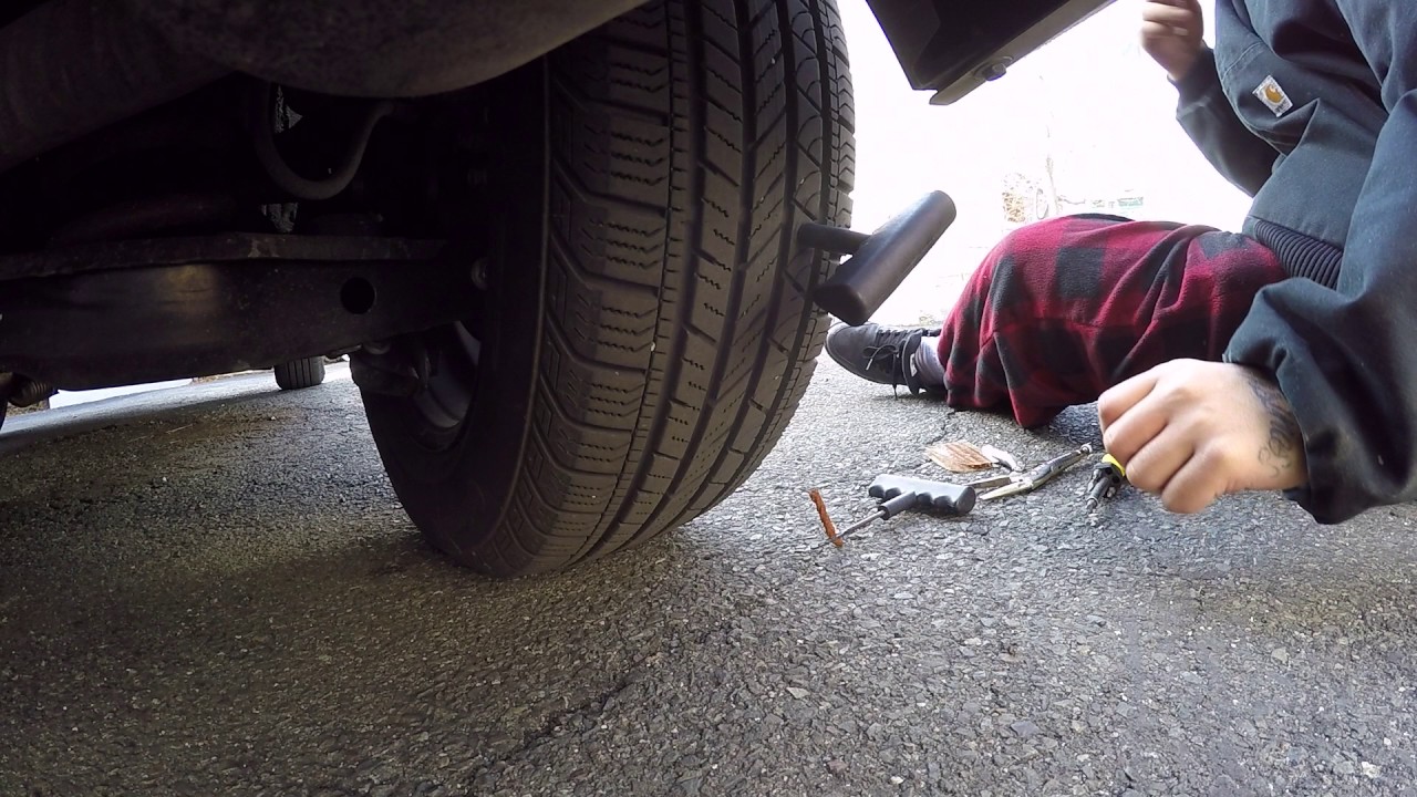 How To Repair a Puntured Tire (NAIL STUCK) - YouTube