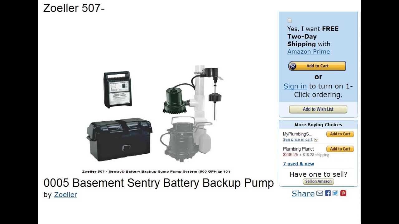 Zoeller 5070005 Basement Sentry Battery Backup Sump Pump Review YouTube