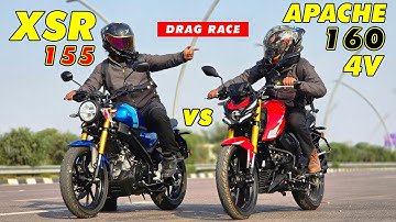 Yamaha XSR 155 vs 2025 TVS Apache RTR 160 4V | Drag Race Showdown – Kya RTR Jeet Payegi?