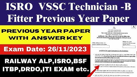 ISRO VSSC Technician -B Fitter Previous Year Paper Solved|| ISRO Fitter Old Paper Solved 2023||