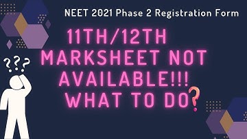 11th/12th Marksheet not available? | NEET phase 2 Registration | Solution ! Dr. Pranali Mishra #NEET