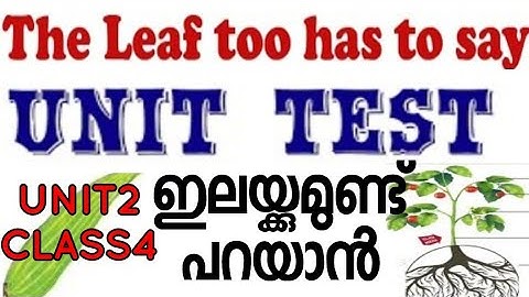 Unit test|The leaf too has to say | ഇലയ്ക്കുമുണ്ട് പറയാൻ | std 4| Evs | unit 2 | Jeletta John