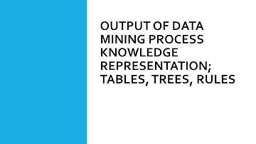 Output of Data Mining Process  Knowledge Representation; Tables, Trees, Rules