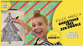 Kylee Makes a Christmas Tree Zen Doodle | Holiday Christmas Tree Children's Drawing Activity #KidArt