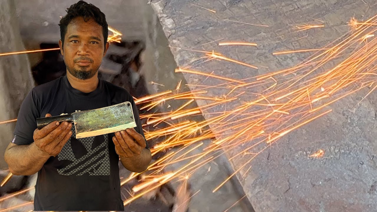 KNIFE MAKING | WORK HARD | TICHNIQUE OF RESTORATION AN OLD CLEAVER BY ...