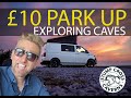 CHEAP Camping Park UP &amp; EXPLORING CAVES   Stump Cross Caverns   VW T6 Pop Top Camper Van