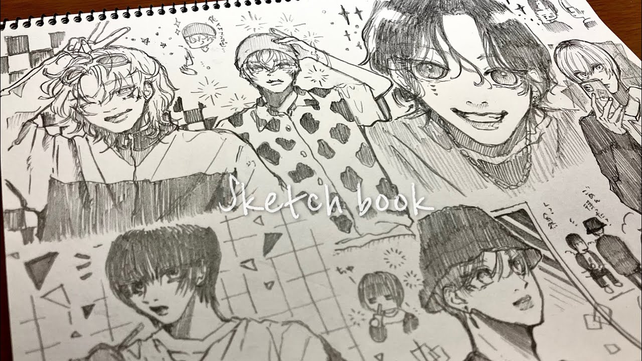 【アナログ】深夜にたくさんイケメン描いてみた🖤【イラストメイキング】