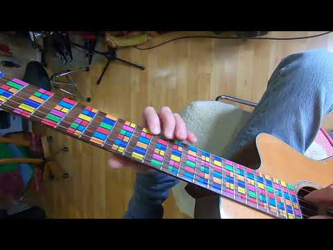 Playing the 5 Stripe colored Enharmonic Sharp & Flat Notes (Guitar Player View)