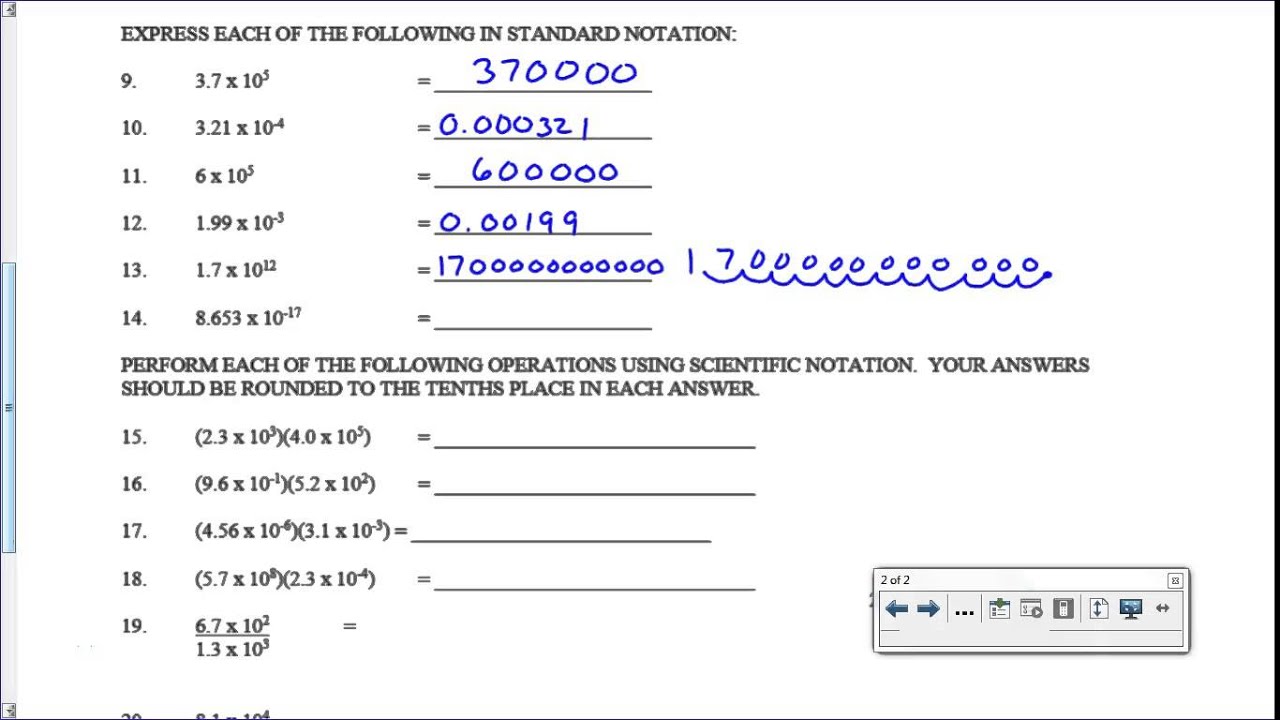 Scientific Notation Worksheet Pdf