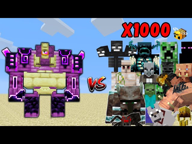 ENDER GUARDIAN vs Every Mob in Minecraft x100 - ENDER GUARDIAN vs all Minecraft  Mobs 1v100 