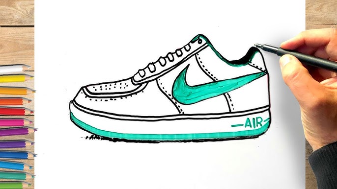 Comment Dessiner Une AIR FORCE 1 NIKE REALISTE AU CRAYON [Basket Sneakers]  - YouTube