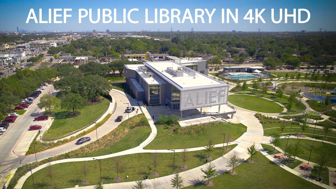 Alief Houston Public Library 4k Drone Stock Footage by Brandon Ngo