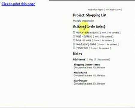 Nozbe for Paper - Printing - GTD - Getting Things Done