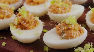 Keto Recipes For Beginners Free | Bacon And Kimchi Deviled Eggs