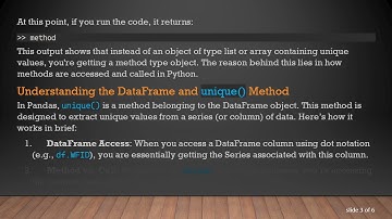Understanding Why unique Method Returns a Method Type Object in Python