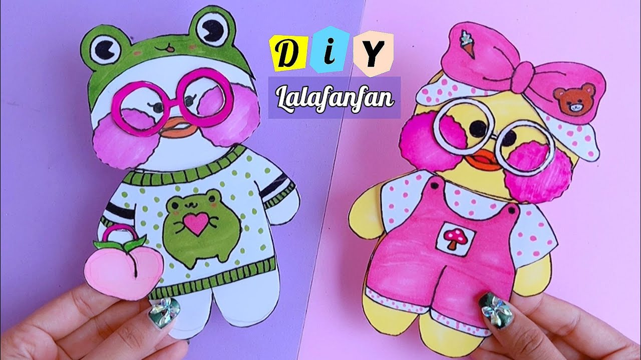 2nd part) DIY Lalafanfan PAPER DUCK /How to draw a duck Lalafafan and  clothes / Tonni art and craft 