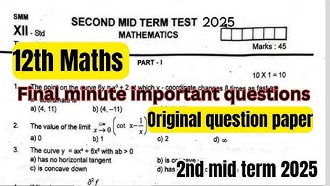 12th Maths question paper & important questions final minute-2nd midterm 2025