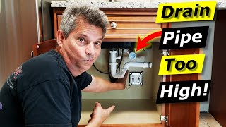 How to Fix Kitchen Sink Drain Pipe Too High For P-Trap