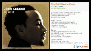 John Legend - She Don&#39;t Have to Know