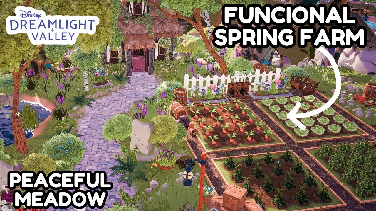 FUNCTIONAL SPRING COTTAGE FARM//NATURAL COTTAGECORE FARM//PEACEFUL MEADOW//DISNEY DREAMLIGHT VALLEY