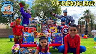 Superhero giant egg hunt and prizes | Deion’s Playtime