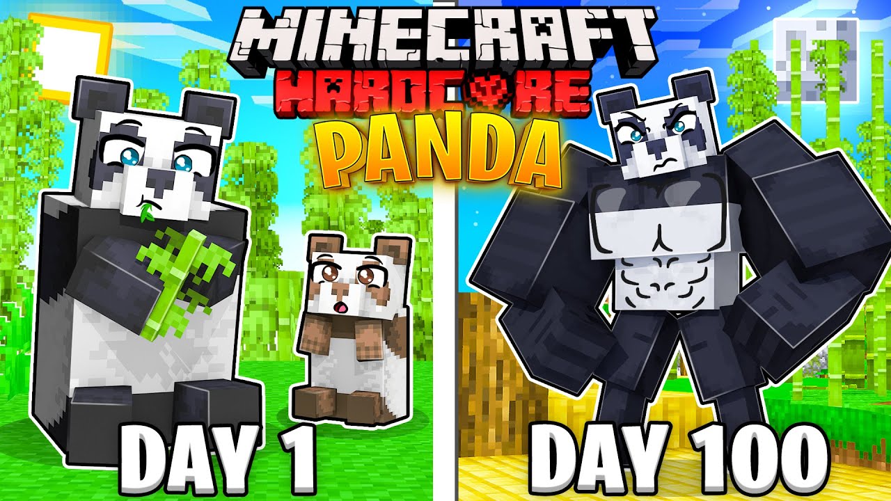 I Survived 100 Days as a PANDA in HARDCORE Minecraft!