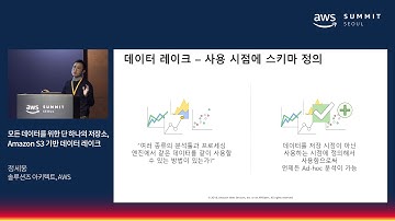 모든 데이터를 위한 단 하나의 저장소, Amazon S3 기반 데이터 레이크 - 정세웅 솔루션즈 아키텍트(AWS)
