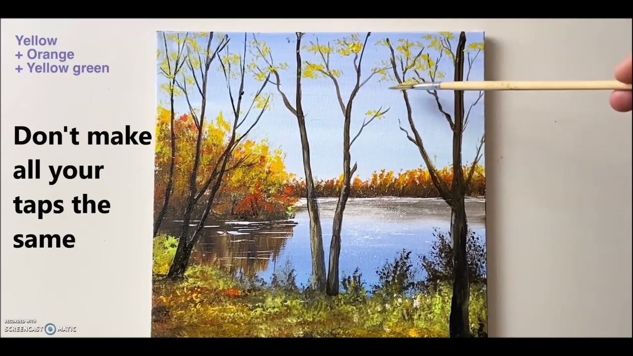 3 Minute Basics, Scattered Leaves on Trees in Acrylics