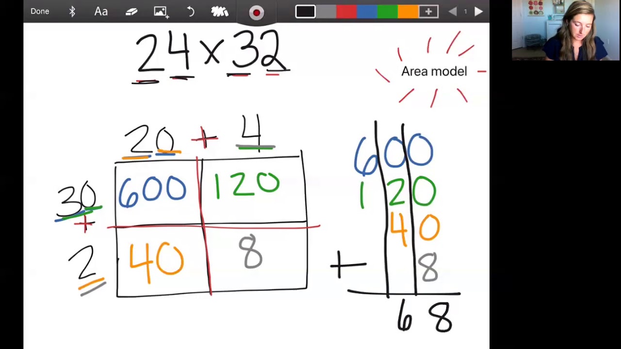 Multiplication * 2 digit by 2 digit * Area Model Explained - YouTube