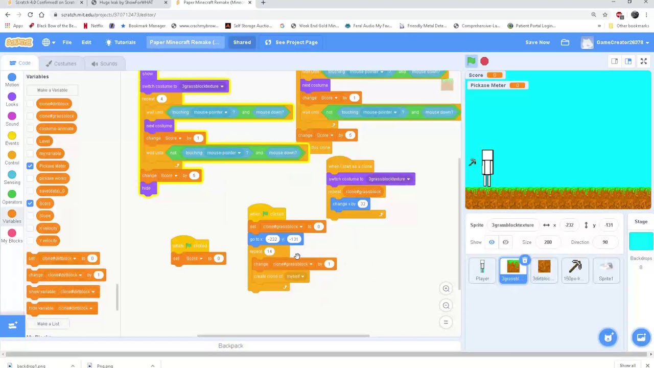 How To Make Paper Minecraft In Scratch #4 ~ Pickaxe Power - YouTube