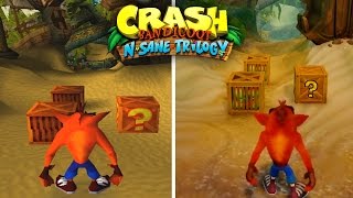 Crash N-Sane Trilogy Vs. Crash Bandicoot 1 Comparación - Intro, Heavy Machinery, N.sanity Beach