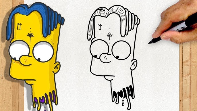 como desenhar o Bart Simpsons triste e apaixonado 