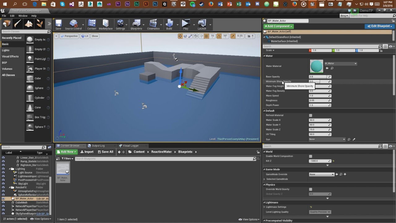 Unreal Engine 4 - Reactive Water - YouTube