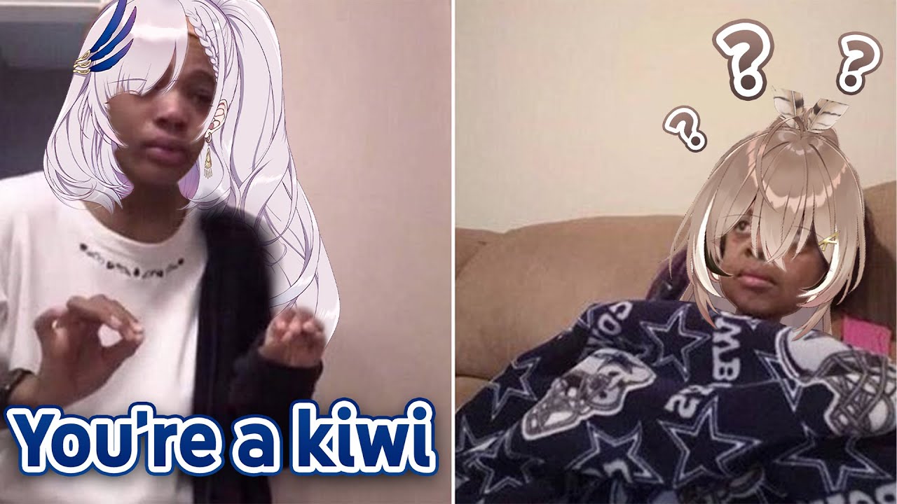 Mumei's response to being called a kiwi by Reine
