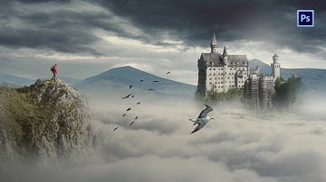 Photoshop Fantasy Landscape Compositing Photo Manipulation Tutorial ||  mountain manipulation