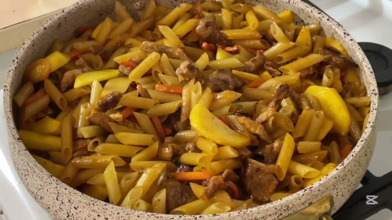 Макароны с мясом . Вкусно и быстро ужин за 5 минут 