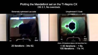 Mandelbrot plotting speed comparison : Lua and C on the TI-Nspire CX