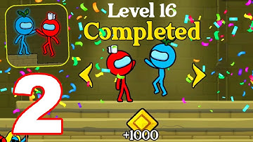Red and Blue Stickman: Animation Parkour - Gameplay Walkthrough Part 2 - 16 Level (Android Games)
